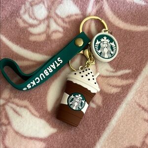 Starbucks Iced Coffee Keychain with Logo Charm & Green Strap
